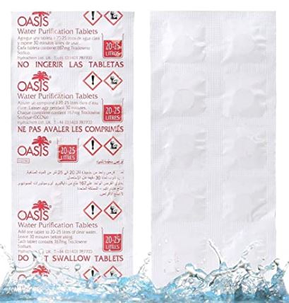 Pastillas y líquidos potabilizadores de agua